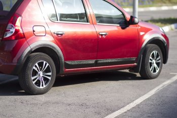 1 959 р. Накладки на колёсную арку RA (задняя правая)  Renault Sandero Stepway  (BS) (2010-2014) (Поверхность шагрень)  с доставкой в г. Новочеркасск. Увеличить фотографию 2