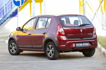 1 959 р. Накладки на колёсную арку RA (задняя правая)  Renault Sandero Stepway  (BS) (2010-2014) (Поверхность шагрень)  с доставкой в г. Новочеркасск. Увеличить фотографию 3