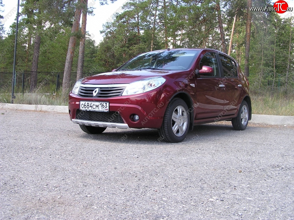 2 099 р. Накладка на передний бампер KART губа  Renault Sandero  (BS) (2009-2014) (Неокрашенная)  с доставкой в г. Новочеркасск