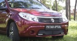 1 799 р. Защитная сетка решетки переднего бампера (с ДХО) РА Renault Sandero (BS) (2009-2014)  с доставкой в г. Новочеркасск. Увеличить фотографию 2