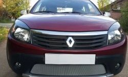 1 539 р. Сетка на бампер Russtal (хром)  Renault Sandero Stepway  (BS) (2010-2014)  с доставкой в г. Новочеркасск. Увеличить фотографию 2