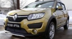 2 079 р. Защитная сетка решетки переднего бампера РА Renault Sandero Stepway (B8) дорестайлинг (2014-2018)  с доставкой в г. Новочеркасск. Увеличить фотографию 2