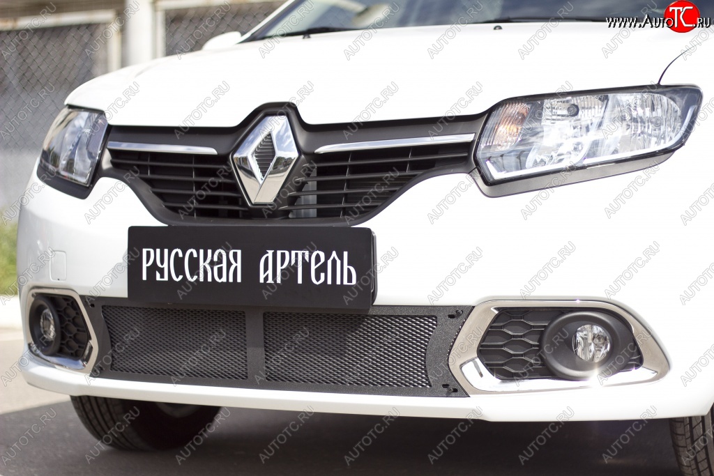 2 099 р. Защитная сетка решетки переднего бампера РА Renault Sandero (B8) дорестайлинг (2014-2018)  с доставкой в г. Новочеркасск