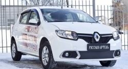 1 129 р. Зимняя заглушка решетки переднего бампера РА Renault Sandero (B8) дорестайлинг (2014-2018)  с доставкой в г. Новочеркасск. Увеличить фотографию 3