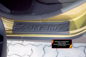 729 р. Накладки порожков салона RA Renault Sandero (B8) дорестайлинг (2014-2018) (Задние)  с доставкой в г. Новочеркасск. Увеличить фотографию 1