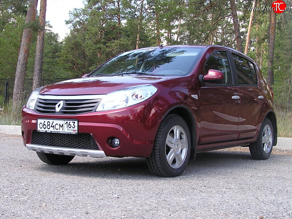 2 799 р. Низкая накладка Kart на передний бампер  Renault Sandero  (BS) (2009-2014) (Неокрашенная)  с доставкой в г. Новочеркасск