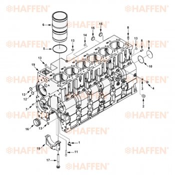 134 999 р. Блок цилиндров 6CT HAFFEN Dressta 534C фронтальный погрузчик (1995-2025)  с доставкой в г. Новочеркасск. Увеличить фотографию 7