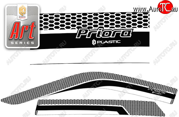 2 199 р. Ветровики дверей CA-Plsastic  Лада Приора  2172 (2008-2014) хэтчбек дорестайлинг (Серия Art белая, без хром. молдинга)  с доставкой в г. Новочеркасск