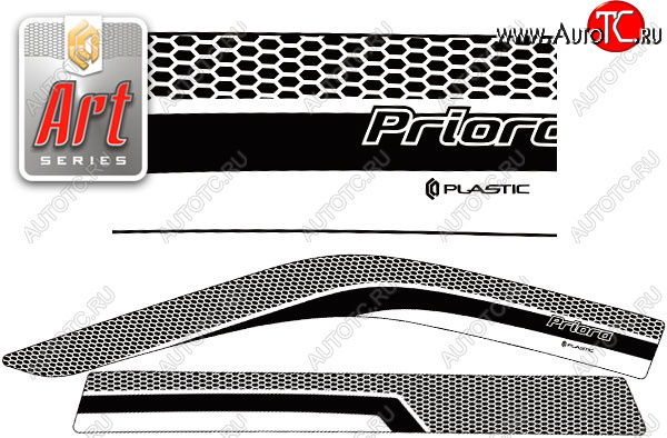 2 199 р. Ветровики дверей CA-Plsastic  Лада Приора  2171 (2013-2015) универсал рестайлинг (Серия Art графит, без хром. молдинга)  с доставкой в г. Новочеркасск