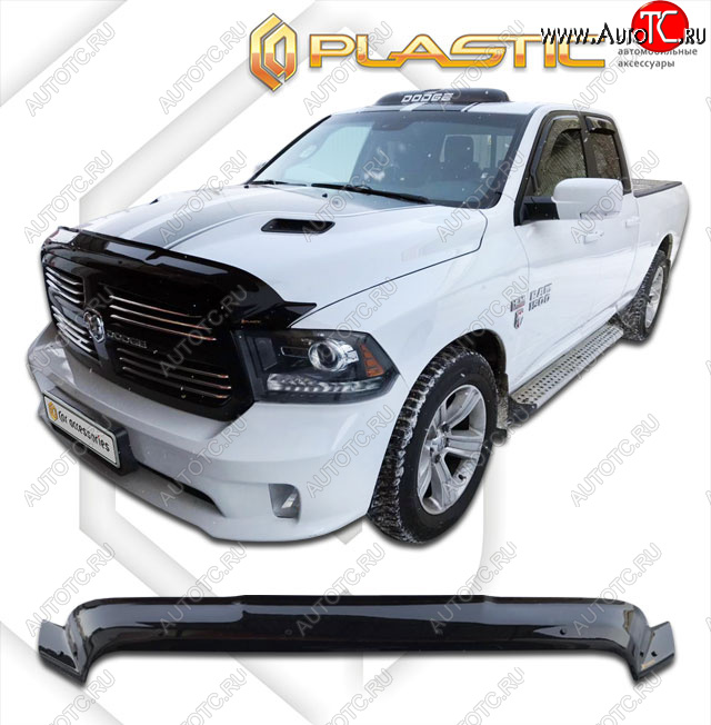 2 489 р. Дефлектор капота (Quad Cab) CA-Plastic Exclusive  Dodge Ram  DJ, DS (2008-2012) (Classic чёрный, Без надписи)  с доставкой в г. Новочеркасск