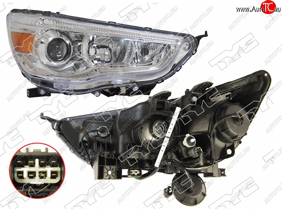 12 899 р. Правая фара (галоген, с электрокорректором) TYC  Mitsubishi ASX (2010-2020) дорестайлинг, 1-ый рестайлинг, 2-ой рестайлинг  с доставкой в г. Новочеркасск