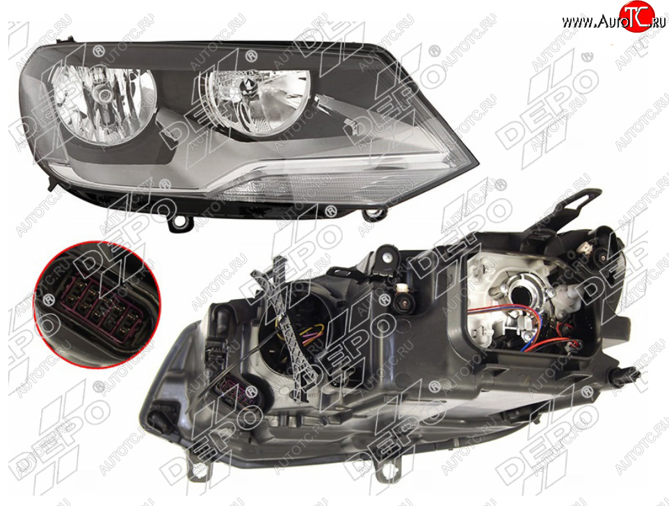 5 999 р. Правая фара (галоген, с корректором) DEPO Volkswagen Touareg NF дорестайлинг (2010-2014)  с доставкой в г. Новочеркасск