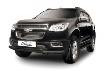 Защита переднего бампера двойная (диаметр 76+57 мм) Arbori Chevrolet Trailblazer GM800 дорестайлинг (2012-2016)