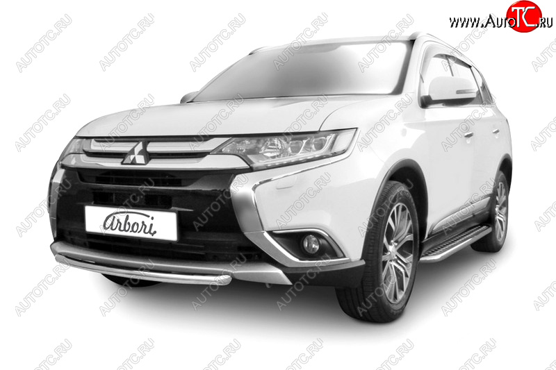 4 499 р. Защита переднего бампера (короткая диаметр 57 мм) Arbori Mitsubishi Outlander GF 2-ой рестайлинг (2015-2018)  с доставкой в г. Новочеркасск