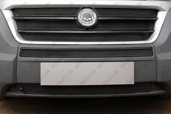 6 349 р. Защитная сетка в бампер (ячейка 3х7 мм, 5 частей) Alfeco Стандарт  Fiat Ducato  290 (2014-2024) (Чёрная)  с доставкой в г. Новочеркасск. Увеличить фотографию 2