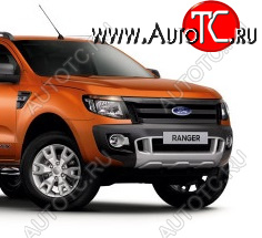 6 949 р. Защитная сетка в бампер (ячейка 4х10 мм.) Alfeco Премиум Ford Ranger RapCab дорестайлинг (2011-2016) (Чёрная)  с доставкой в г. Новочеркасск