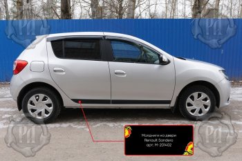 3 599 р. Комплект молдингов на двери (4 шт, узкие) Русская Артель Renault Sandero (B8) дорестайлинг (2014-2018) (Поверхность глянец, Неокрашенные)  с доставкой в г. Новочеркасск. Увеличить фотографию 1