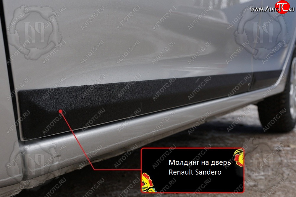 1 149 р. Передний правый молдинг на дверь Русская Артель  Renault Sandero  (B8) (2014-2018) дорестайлинг (Поверхность глянец, Неокрашенный)  с доставкой в г. Новочеркасск