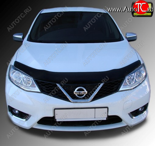 1 329 р. Дефлектор капота SIM Nissan Tiida 2 хэтчбек C12 (2011-2019)  с доставкой в г. Новочеркасск