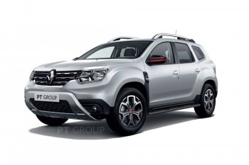 6 849 р. Защита порогов (прямая, Ø63 мм) Petroil Tuning Renault Duster HM (2020-2024) (окраска в черный (Шагрень))  с доставкой в г. Новочеркасск. Увеличить фотографию 1