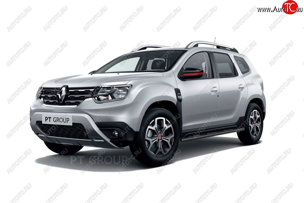 6 849 р. Защита порогов (прямая, Ø63 мм) Petroil Tuning Renault Duster HM (2020-2024) (окраска в черный (Шагрень))  с доставкой в г. Новочеркасск