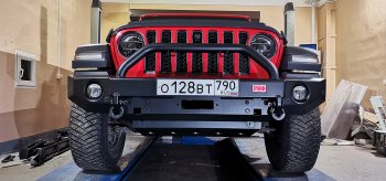 68 999 р. Бампер силовой передний РИФ  Jeep Wrangler  JL (2018-2024) (под доп. фары, с центральной защитной дугой)  с доставкой в г. Новочеркасск. Увеличить фотографию 2