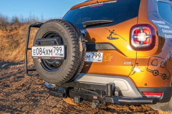 67 999 р. Бампер силовой задний РИФ  Renault Duster  HS (2015-2021) рестайлинг (С квадратом под фаркоп, калиткой и подсветкой номера)  с доставкой в г. Новочеркасск. Увеличить фотографию 1