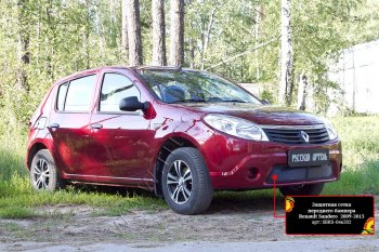 2 089 р. Защитная сетка решетки переднего бампера Русская Артель  Renault Sandero  (BS) (2009-2014) (Поверхность текстурная)  с доставкой в г. Новочеркасск. Увеличить фотографию 1