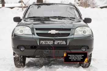 Защитная сетка решетки переднего бампера Русская Артель Chevrolet (Шевролет) Niva (Нива)  2123 (2009-2020), Лада (ваз) 2123 (Нива Шевроле) (niva) (2009-2020)  (Поверхность текстурная)