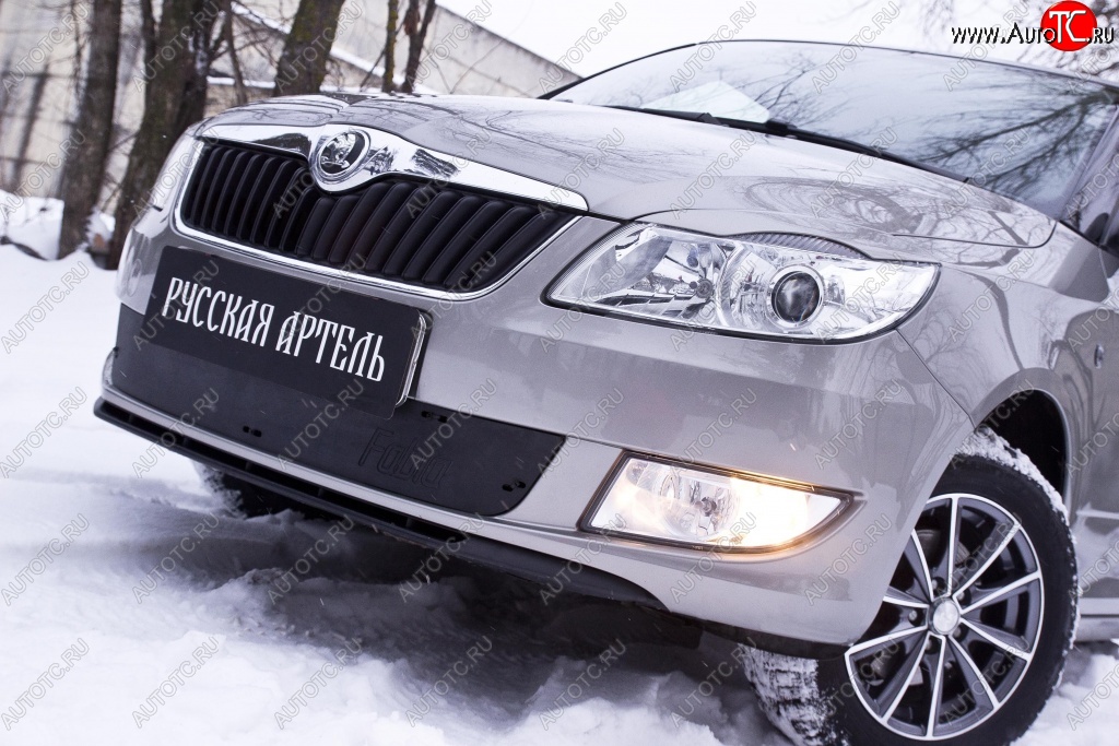 959 р. Зимняя заглушка решетки переднего бампера РА Skoda Fabia Mk2 универсал рестайлинг (2010-2014)  с доставкой в г. Новочеркасск