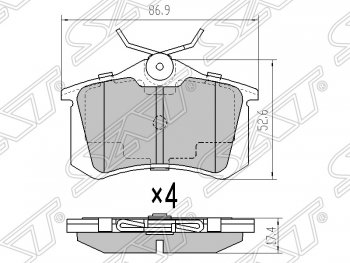 479 р. Колодки тормозные SAT (задние) Audi A3 8LA хэтчбэк 5 дв. дорестайлинг (1996-2000)  с доставкой в г. Новочеркасск. Увеличить фотографию 1