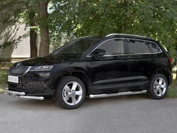 26 999 р. Защита переднего бампера (2 трубы Ø63 мм, нержавейка) SLITKOFF Skoda Karoq NU7 дорестайлинг (2017-2021)  с доставкой в г. Новочеркасск. Увеличить фотографию 3