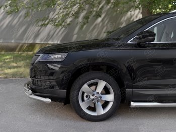 26 999 р. Защита переднего бампера (2 трубы Ø63 мм, нержавейка) SLITKOFF Skoda Karoq NU7 дорестайлинг (2017-2021)  с доставкой в г. Новочеркасск. Увеличить фотографию 4