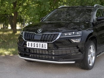 13 649 р. Защита переднего бампера (Ø42 мм, нержавейка) SLITKOFF  Skoda Karoq  NU7 (2017-2021) дорестайлинг  с доставкой в г. Новочеркасск. Увеличить фотографию 2