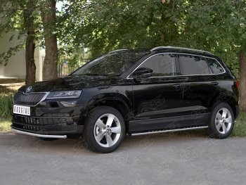 13 649 р. Защита переднего бампера (Ø42 мм, нержавейка) SLITKOFF  Skoda Karoq  NU7 (2017-2021) дорестайлинг  с доставкой в г. Новочеркасск. Увеличить фотографию 3