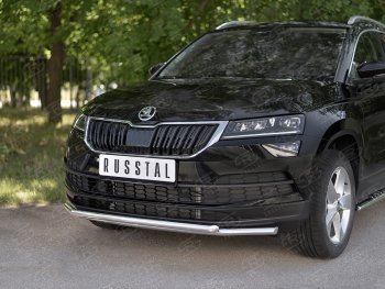 18 999 р. Защита переднего бампера (2 трубы Ø42 мм, нержавейка) SLITKOFF Skoda Karoq NU7 дорестайлинг (2017-2021)  с доставкой в г. Новочеркасск. Увеличить фотографию 2