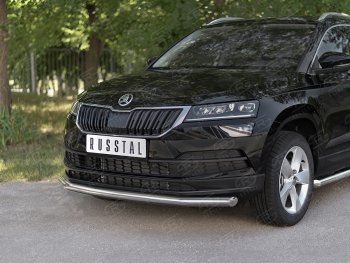 16 299 р. Защита переднего бампера (Ø63 мм, нержавейка) SLITKOFF Skoda Karoq NU7 дорестайлинг (2017-2021)  с доставкой в г. Новочеркасск. Увеличить фотографию 2