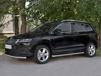 16 299 р. Защита переднего бампера (Ø63 мм, нержавейка) SLITKOFF Skoda Karoq NU7 дорестайлинг (2017-2021)  с доставкой в г. Новочеркасск. Увеличить фотографию 3