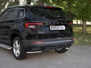 12 599 р. Защита заднего бампера (Ø42 мм уголки, нержавейка) SLITKOFF Skoda Karoq NU7 дорестайлинг (2017-2021)  с доставкой в г. Новочеркасск. Увеличить фотографию 2