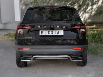 Защита заднего бампера (Ø42 мм волна, нержавейка) SLITKOFF Skoda (Шкода) Karoq (Карог)  NU7 (2017-2021) NU7 дорестайлинг