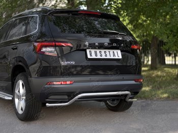 14 999 р. Защита заднего бампера (Ø42 мм волна, нержавейка) SLITKOFF Skoda Karoq NU7 дорестайлинг (2017-2021)  с доставкой в г. Новочеркасск. Увеличить фотографию 2