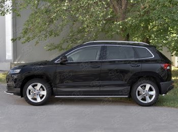 20 749 р. Защита порогов Russtal труба 75х42 овал с проступью Skoda Karoq NU7 рестайлинг (2020-2025)  с доставкой в г. Новочеркасск. Увеличить фотографию 3