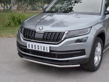 13 549 р. Защита переднего бампера (Ø63 мм, нержавейка) Russtal  Skoda Kodiaq  NU7 (2017-2021) дорестайлинг  с доставкой в г. Новочеркасск. Увеличить фотографию 3