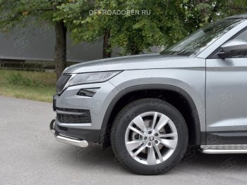 15 649 р. Защита переднего бампера (2 трубы Ø63 и 42 мм, нержавейка) Russtal Skoda Kodiaq NU7 дорестайлинг (2017-2021)  с доставкой в г. Новочеркасск. Увеличить фотографию 3