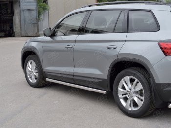 16 299 р. Защита порогов из круглой трубы диаметром 63 мм Russtal v2 Skoda Kodiaq NU7 дорестайлинг (2017-2021)  с доставкой в г. Новочеркасск. Увеличить фотографию 2