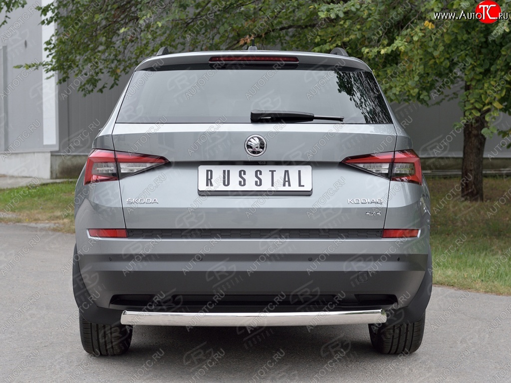 9 649 р. Защита заднего бампера d75х42 дуга Russtal  Skoda Kodiaq  NU7 (2017-2021) дорестайлинг  с доставкой в г. Новочеркасск