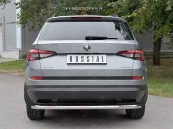 12 999 р. Защита заднего бампера (Ø63 мм, нержавейка) Russtal  Skoda Kodiaq  NU7 (2017-2021) дорестайлинг  с доставкой в г. Новочеркасск. Увеличить фотографию 3