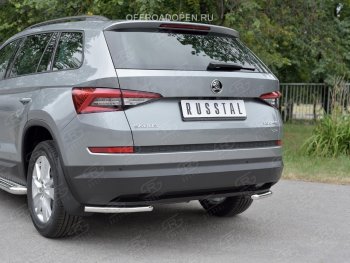 11 449 р. Защита заднего бампера (Ø42 мм, уголки, нержавейка) Russtal Skoda Kodiaq NU7 дорестайлинг (2017-2021)  с доставкой в г. Новочеркасск. Увеличить фотографию 3