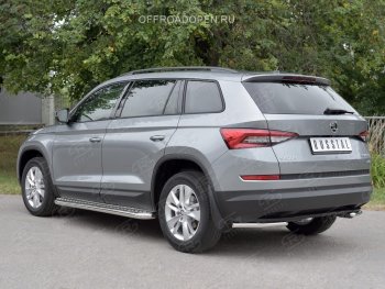 13 849 р. Защита заднего бампера (Ø42 мм, уголки, нержавейка) SLITKOFF Skoda Kodiaq NU7 дорестайлинг (2017-2021)  с доставкой в г. Новочеркасск. Увеличить фотографию 1