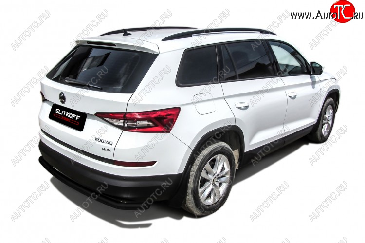 6 999 р. Защита заднего бампера Slitkoff (Ø 57 мм, с гибами)  Skoda Kodiaq  NU7 (2017-2021) дорестайлинг (Сталь с полимерным покрытием. Цвет: черный)  с доставкой в г. Новочеркасск